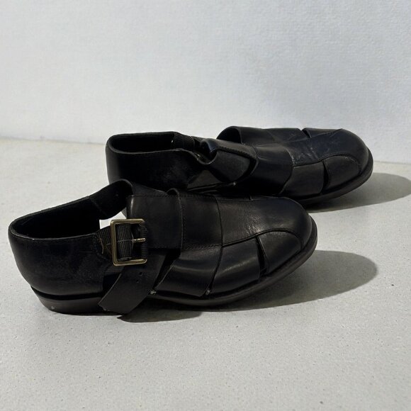 Cole Haan Black Leather Fisherman Sandals